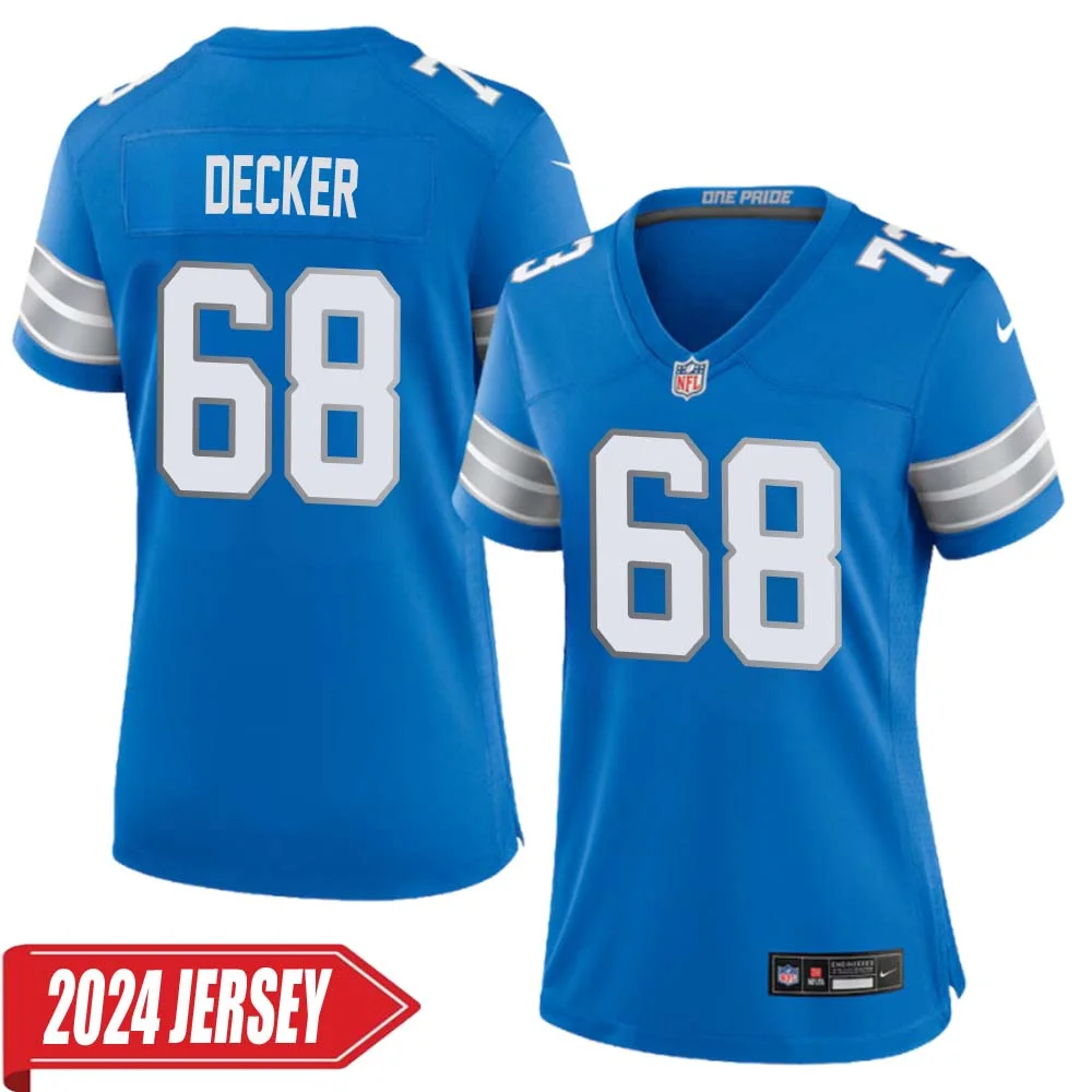 Taylor Decker No 68 Woman s Detroit Lions Home Game 2024 Jersey Blue