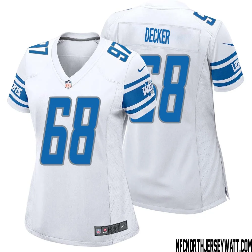 Taylor Decker No 68 Women White Detroit Lions Player Away Game Jersey