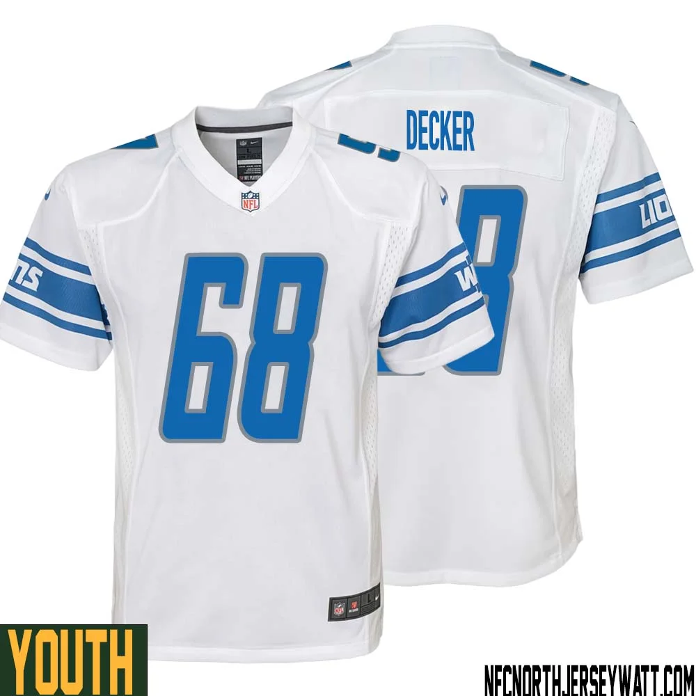 Taylor Decker No 68 Youth White Detroit Lions Player Away Game Jersey