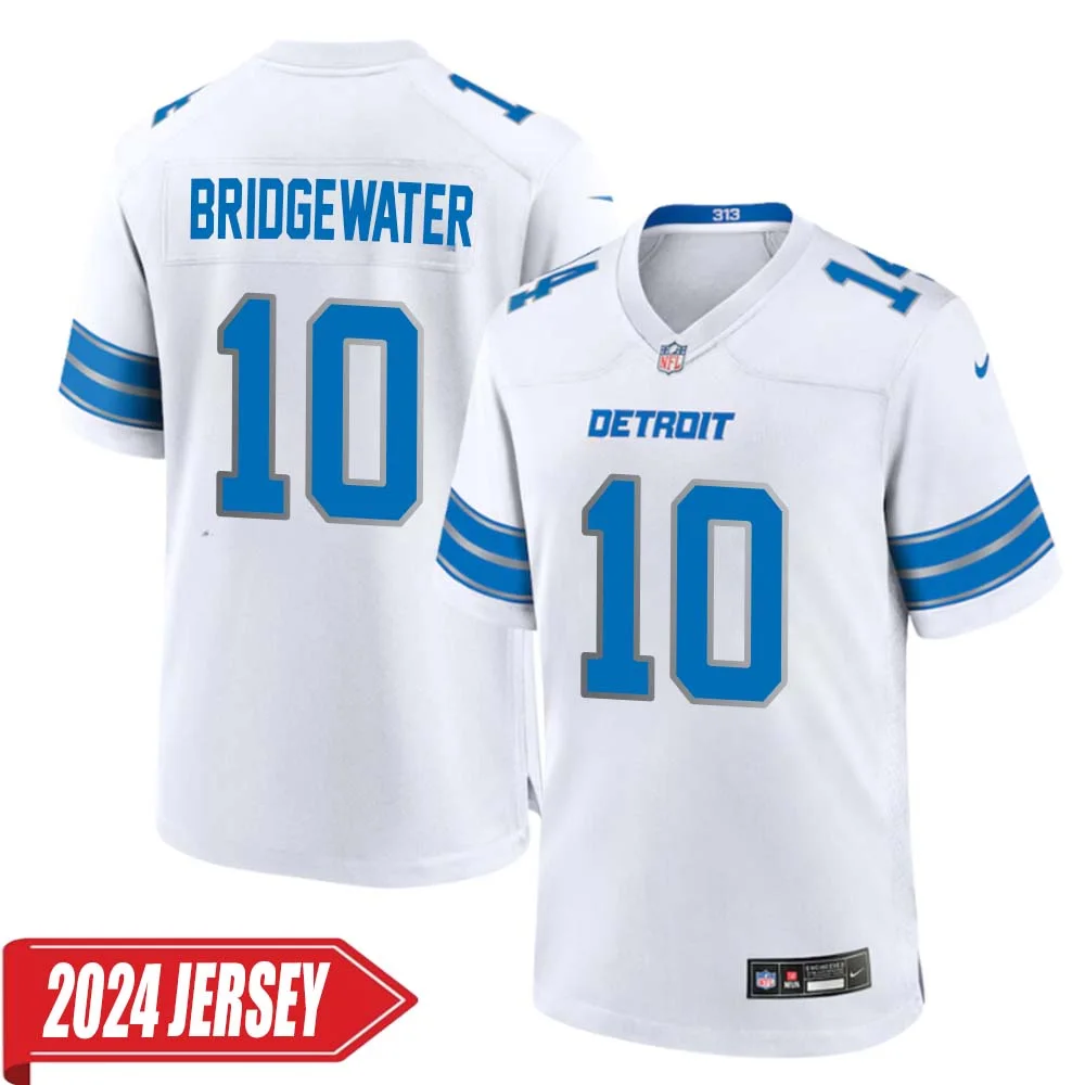 Teddy Bridgewater No 10 Men s Detroit Lions Away Game 2024 Jersey White