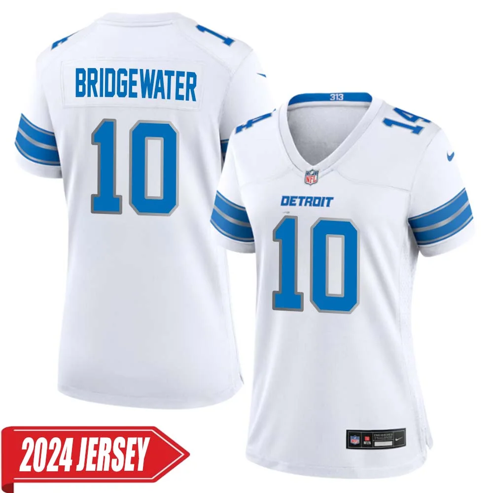 Teddy Bridgewater No 10 Woman s Detroit Lions Away Game 2024 Jersey White