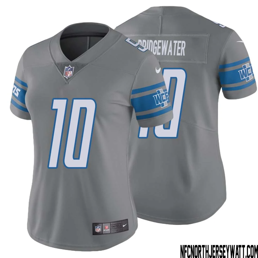 Teddy Bridgewater No 10 Women Steel Detroit Lions Vapor Untouchable Color Rush Limited Player Jersey 1