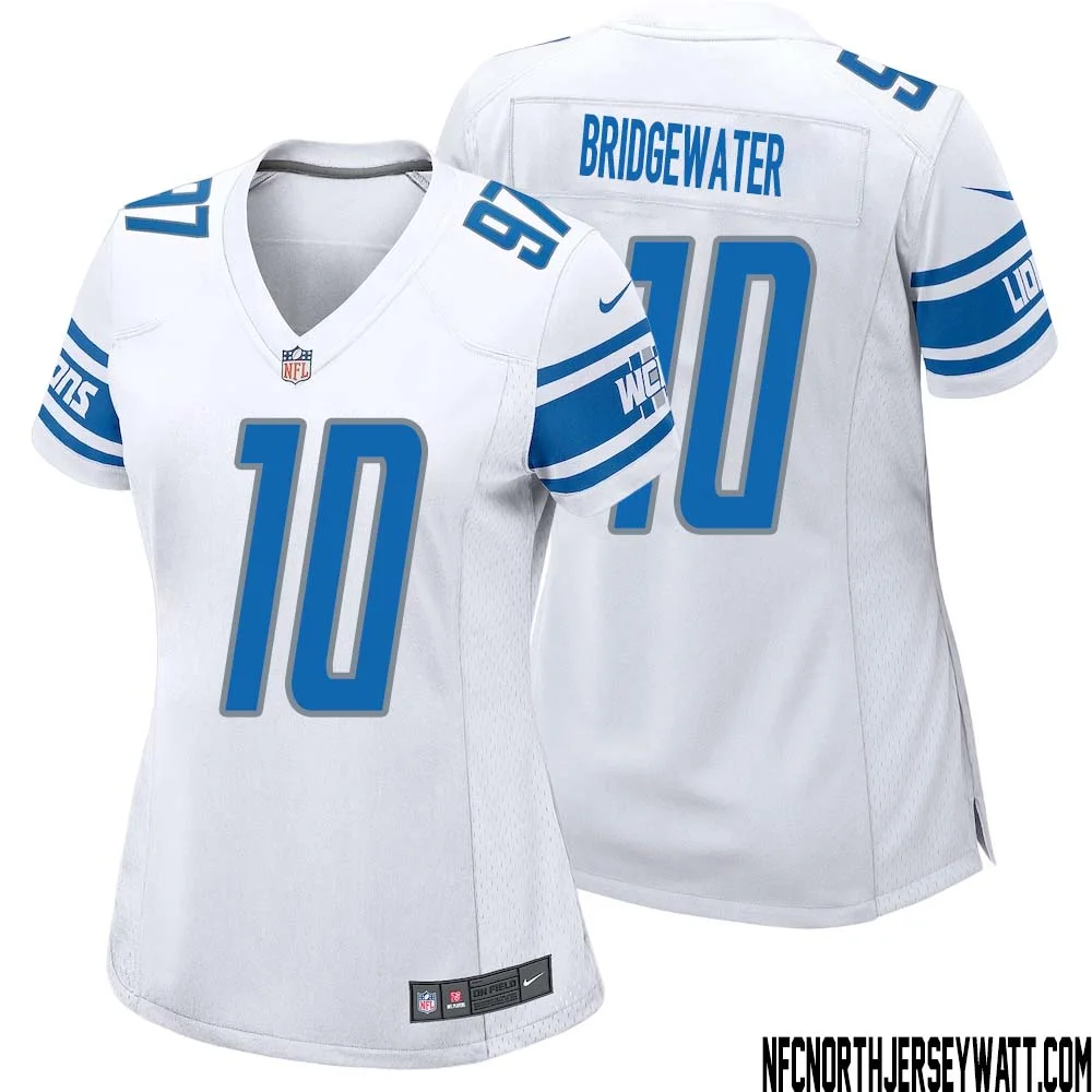 Teddy Bridgewater No 10 Women White Detroit Lions Player Away Game Jersey 1