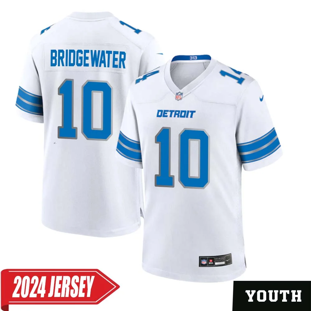 Teddy Bridgewater No 10 Youth s Detroit Lions Away Game 2024 Jersey White