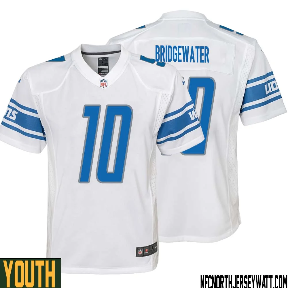 Teddy Bridgewater No 10 Youth White Detroit Lions Player Away Game Jersey 1