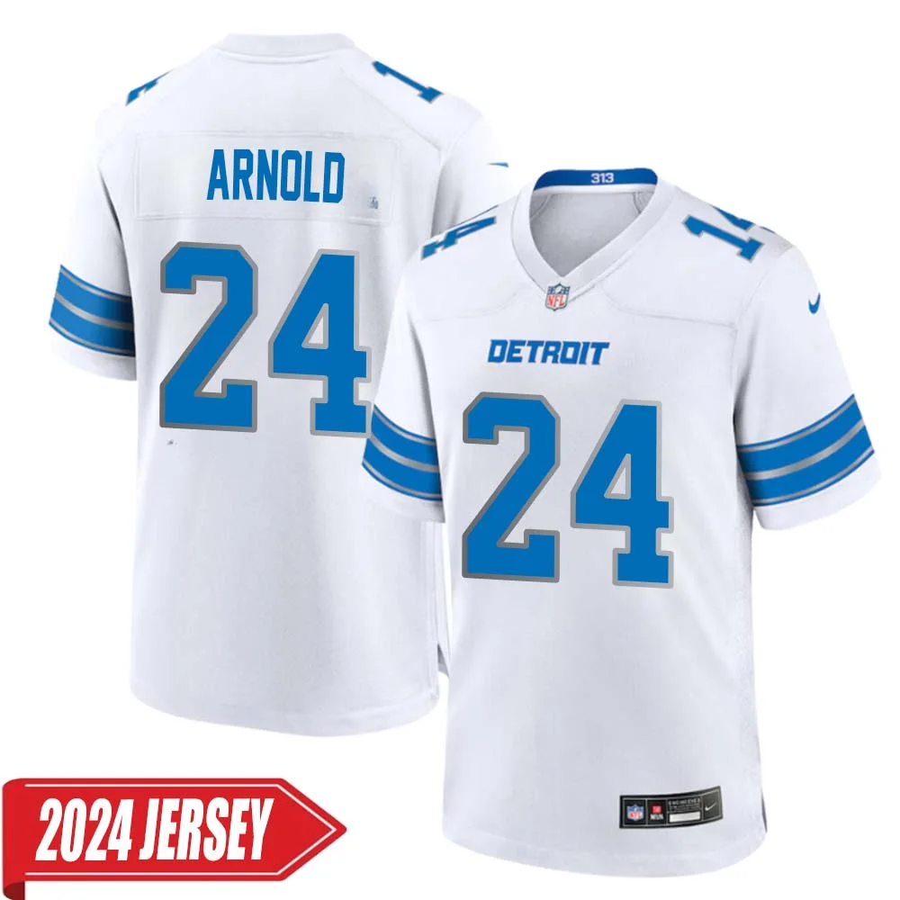 Terrion Arnold No 24 Men s Detroit Lions Away Game 2024 Jersey White