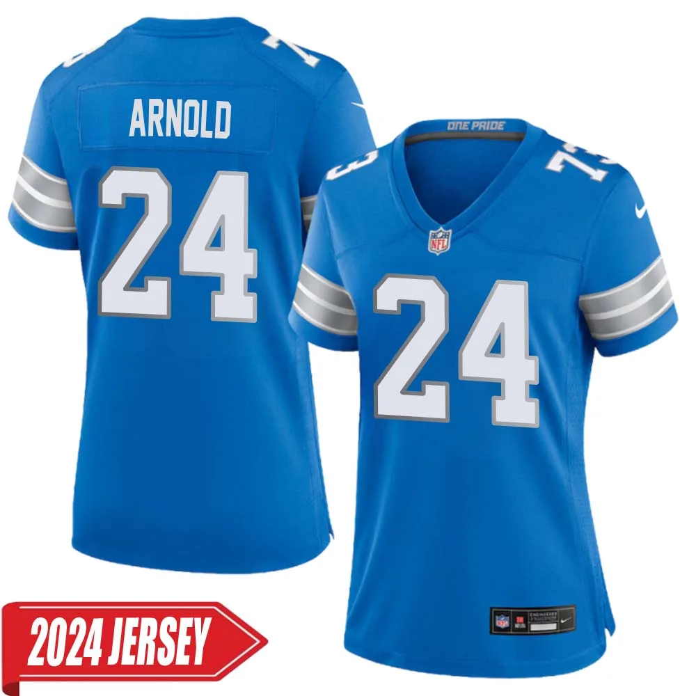 Terrion Arnold No 24 Woman s Detroit Lions Home Game 2024 Jersey Blue