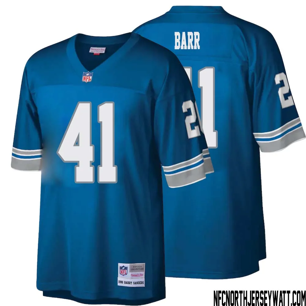 Terry Barr No 41 Men Mitchell Ness Blue Detroit Lions Legacy Replica Jersey 1