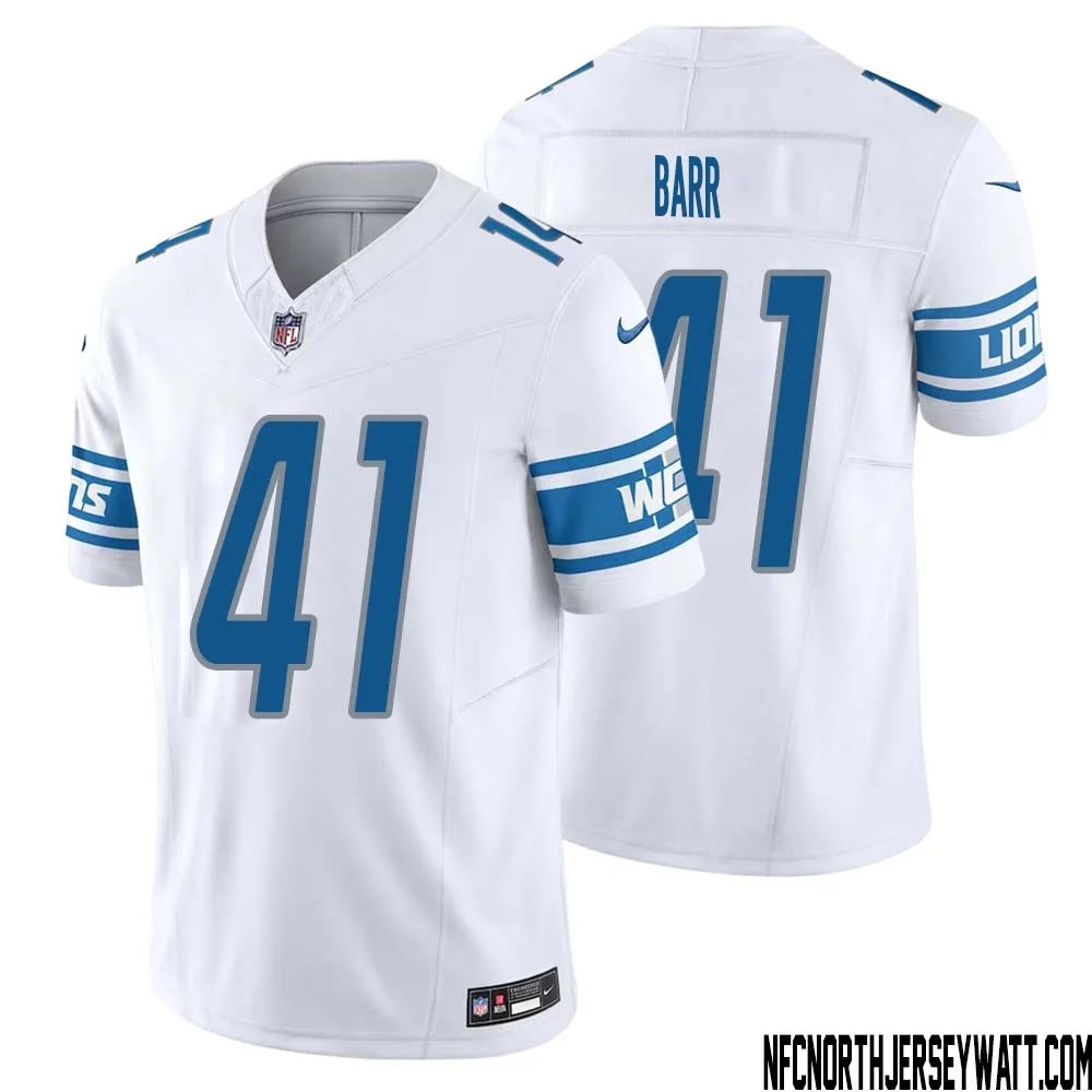 Terry Barr No 41 Men White Detroit Lions Vapor F.U.S.E. Limited Jersey