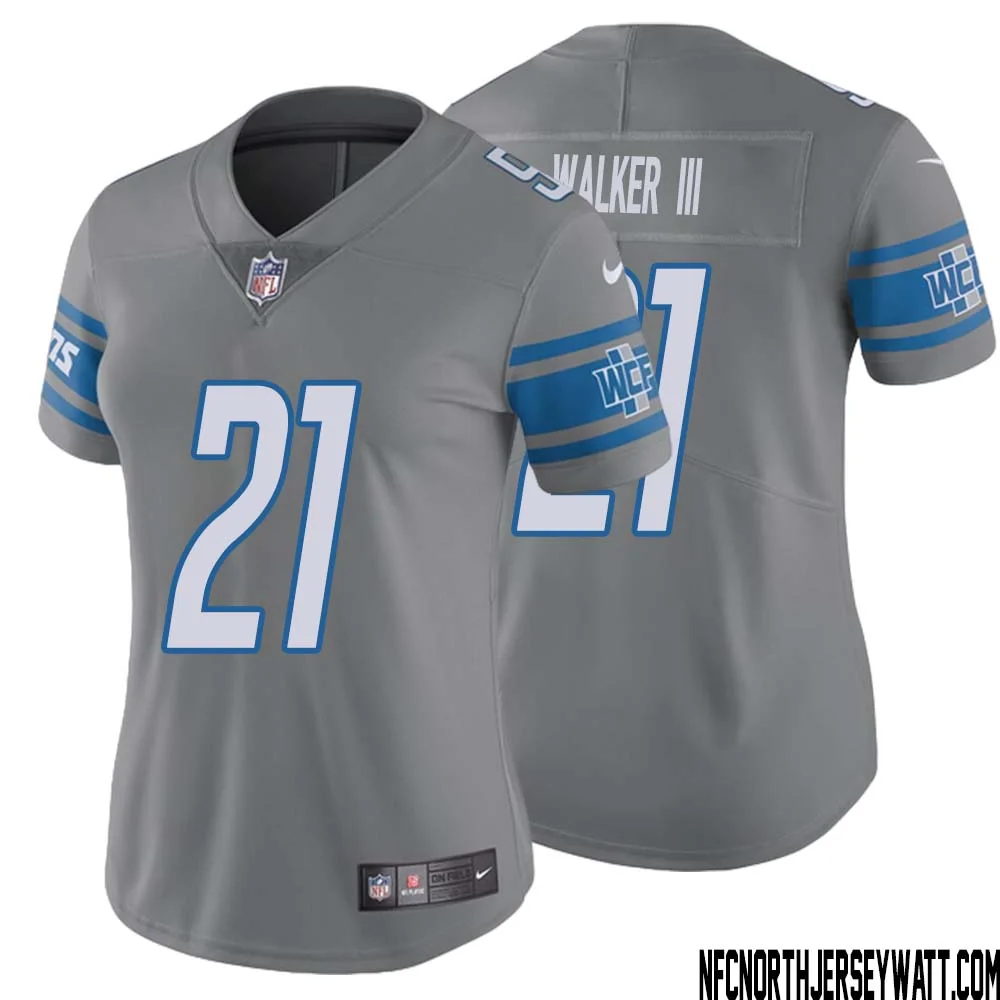 Tracy Walker III No 21 Women Steel Detroit Lions Vapor Untouchable Color Rush Limited Player Jersey 1