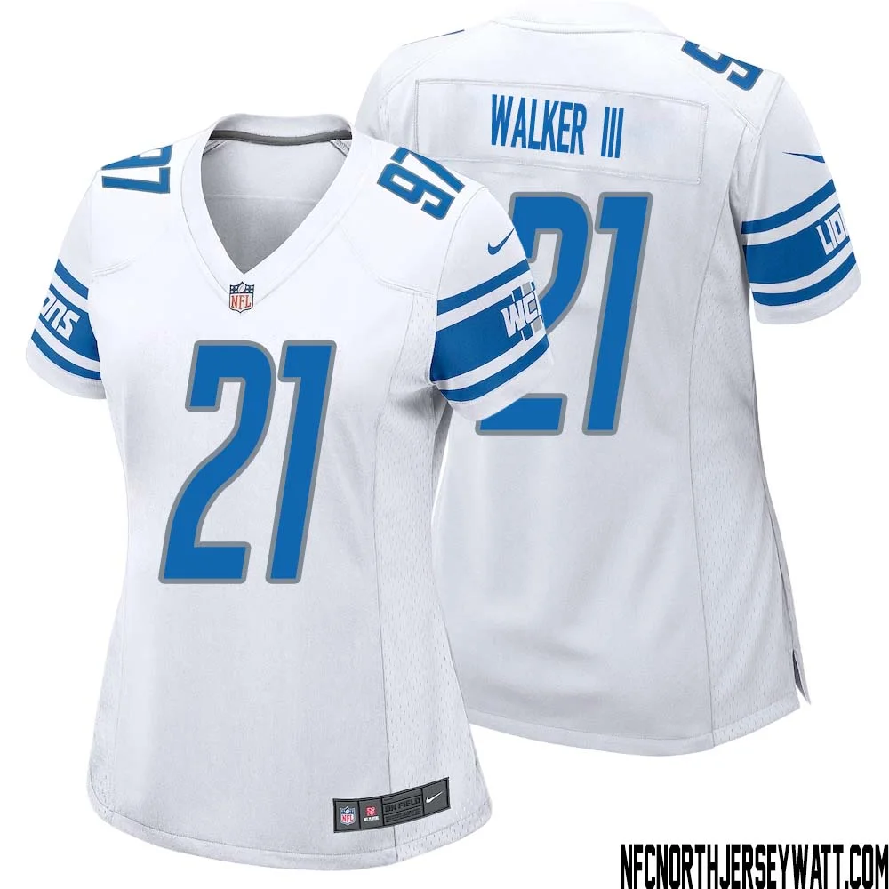 Tracy Walker III No 21 Women White Detroit Lions Player Away Game Jersey 1