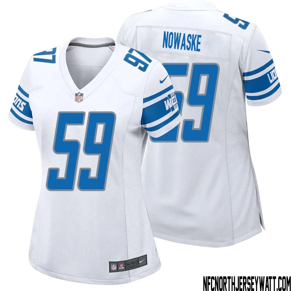Trevor Nowaske No 59 Women White Detroit Lions Player Away Game Jersey 1
