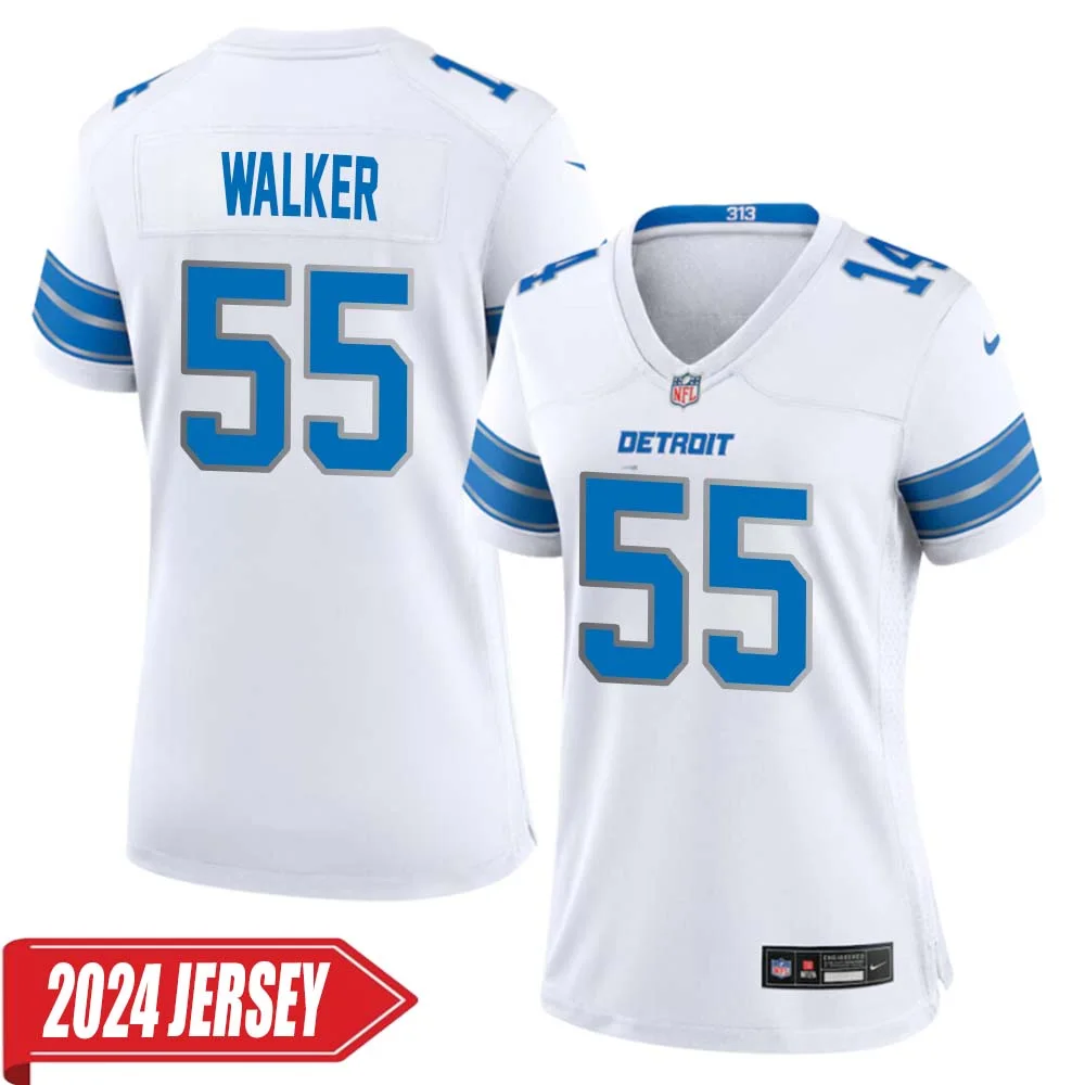 Wayne Walker No 55 Woman s Detroit Lions Away Game 2024 Jersey White