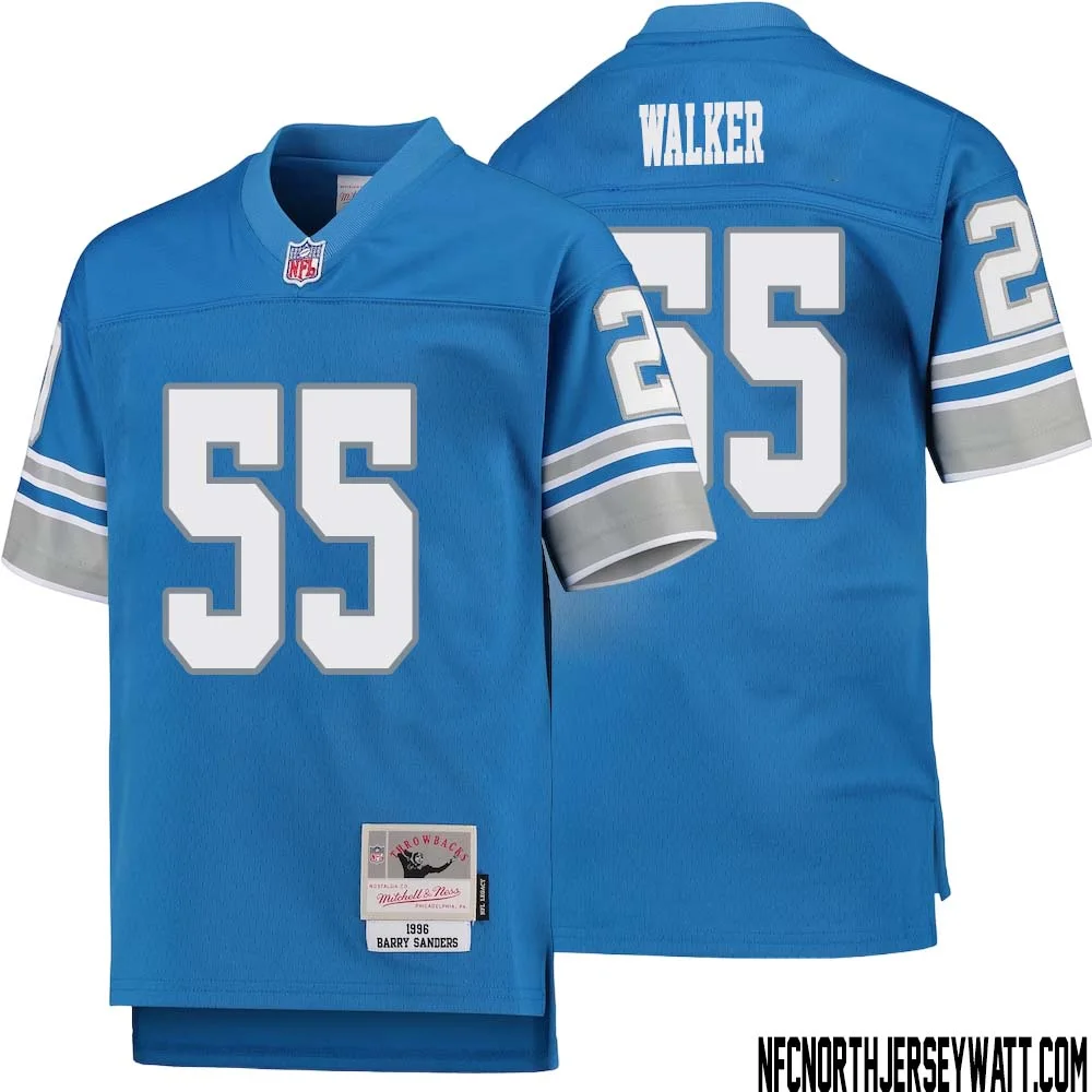 Wayne Walker No 55 Youth Mitchell Ness Blue Detroit Lions 1996 Legacy Retired Player Jersey 1