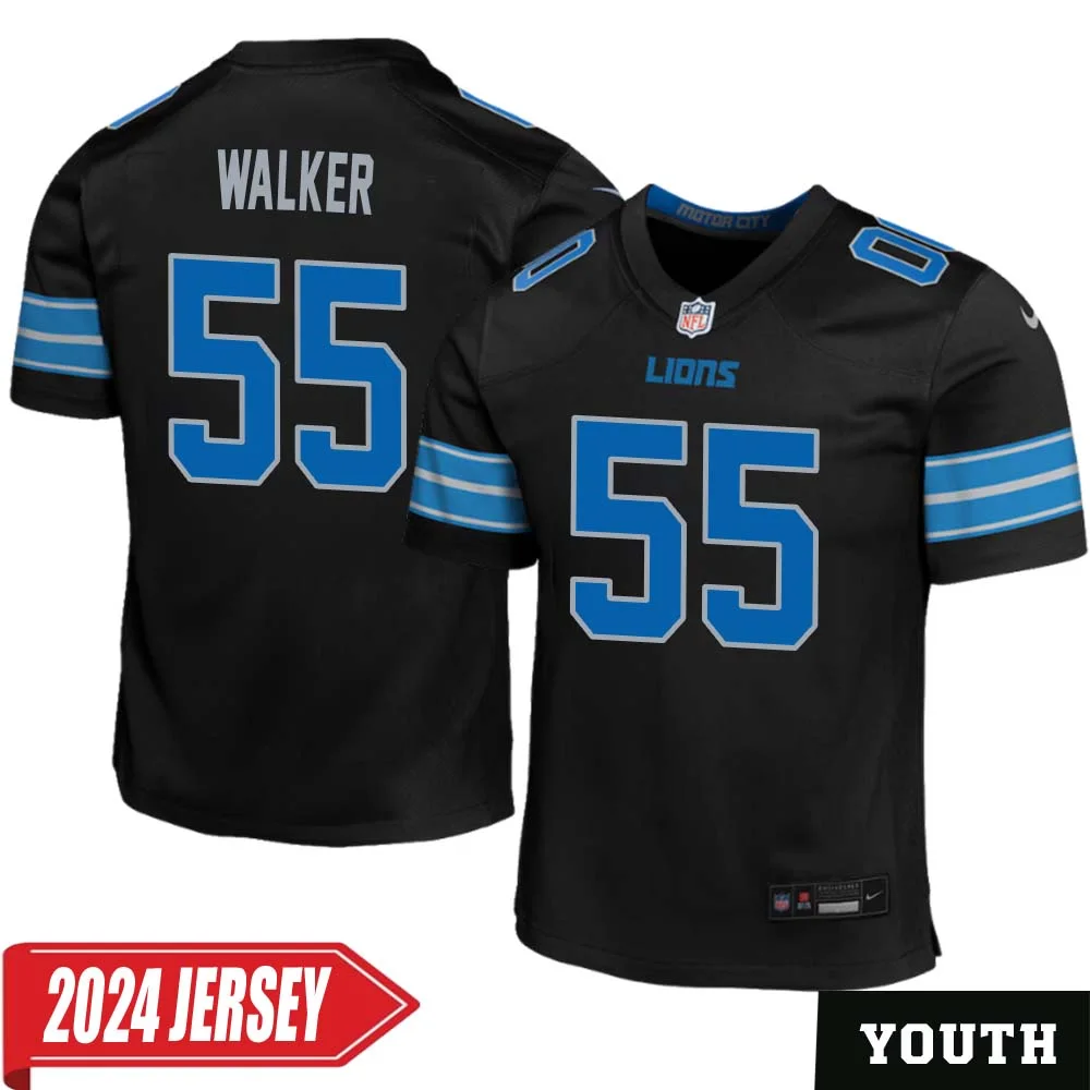 Wayne Walker No 55 Youth s Detroit Lions 2nd Alternate Vapor F.U.S.E. Limited 2024 Jersey Black