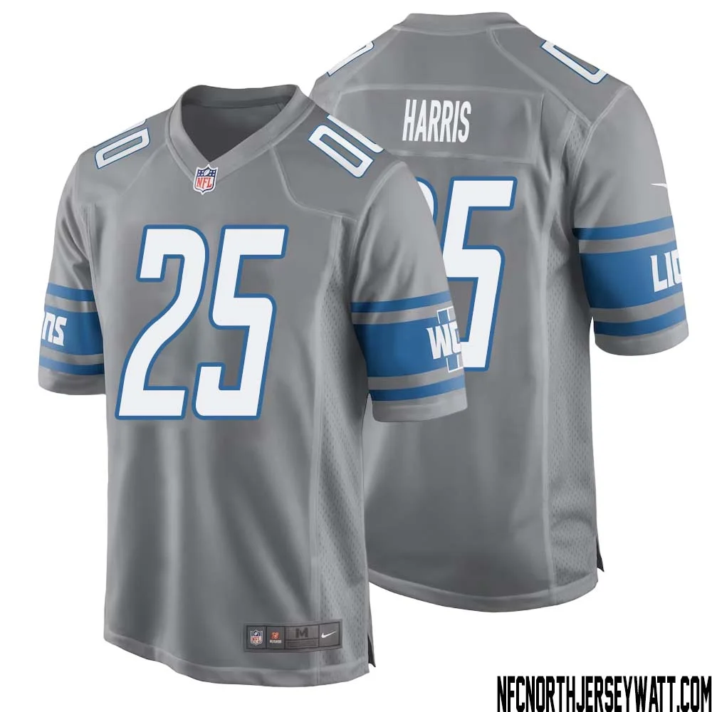 Will Harris No 25 Men Gray Detroit Lions Player Alternate Game Jersey 1