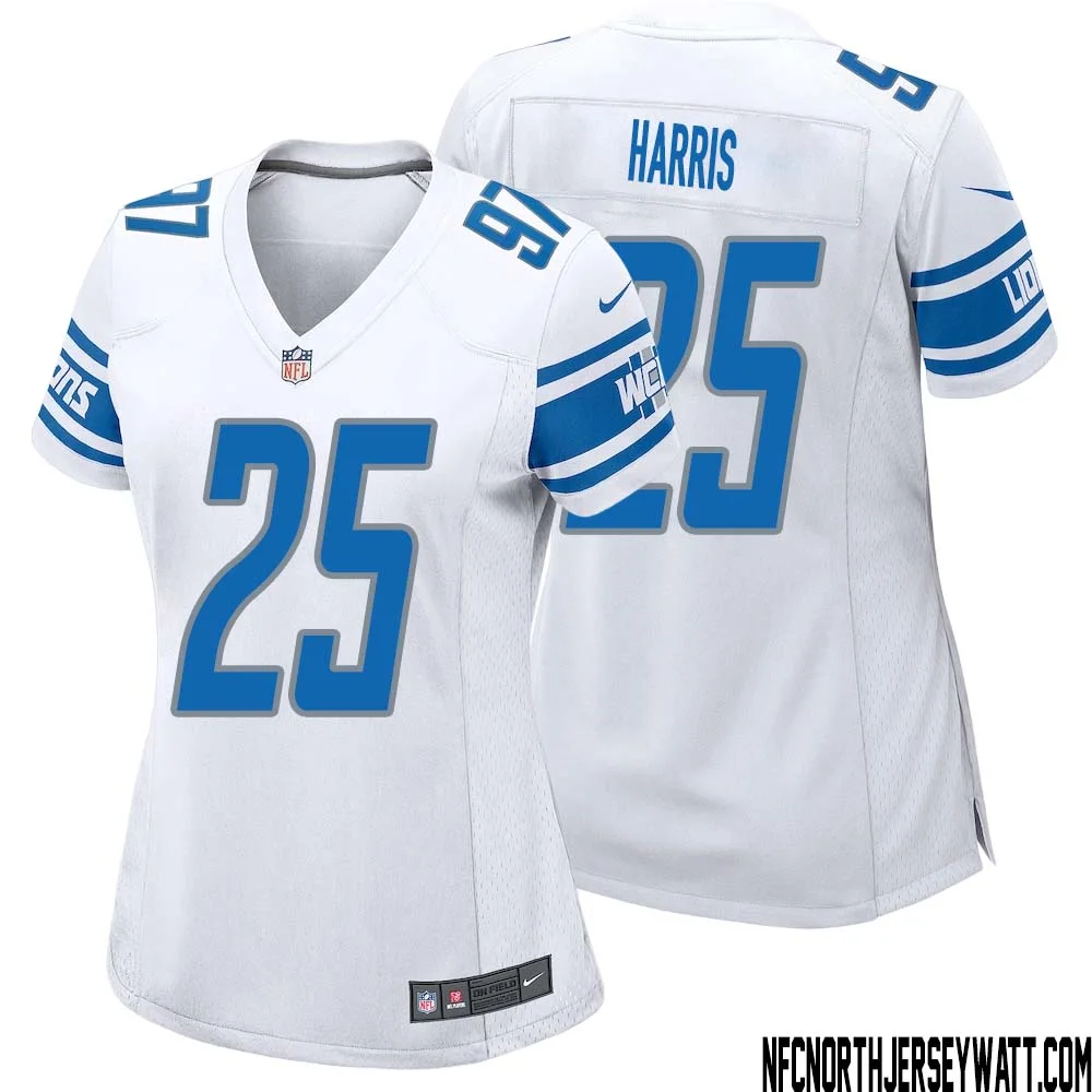 Will Harris No 25 Women White Detroit Lions Player Away Game Jersey 1