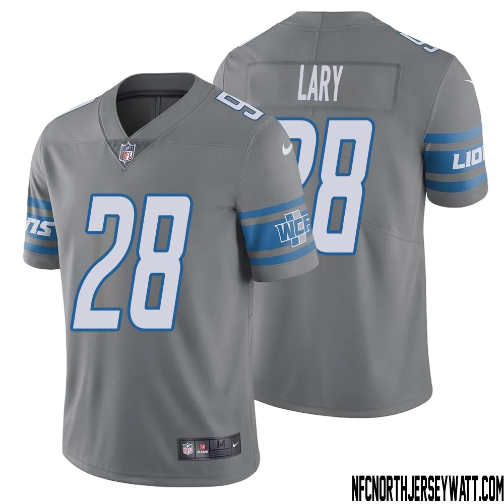 Yale Lary No 28 Men Steel Detroit Lions Vapor Untouchable Color Rush Limited Player Jersey