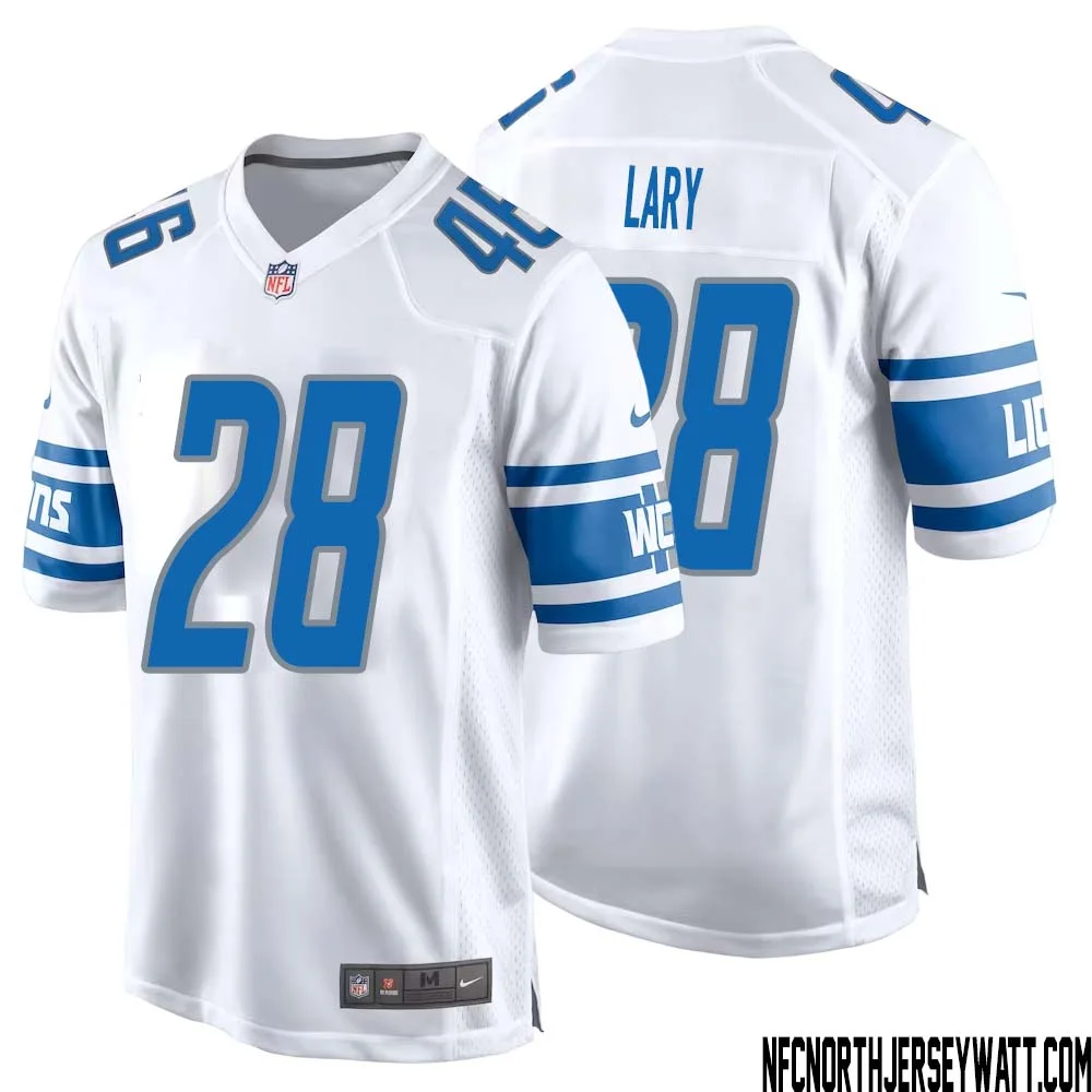 Yale Lary No 28 Men White Detroit Lions Player Away Game Jersey 1