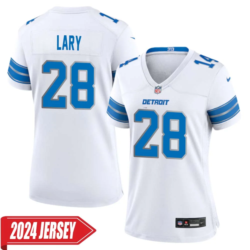 Yale Lary No 28 Woman s Detroit Lions Away Game 2024 Jersey White