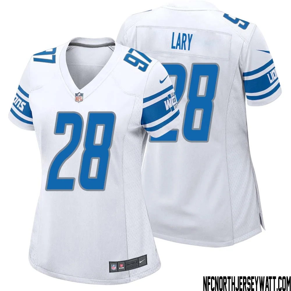 Yale Lary No 28 Women White Detroit Lions Player Away Game Jersey