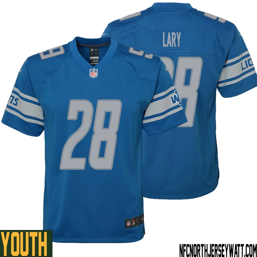 Yale Lary No 28 Youth Blue Detroit Lions Player Home Game Jersey 1