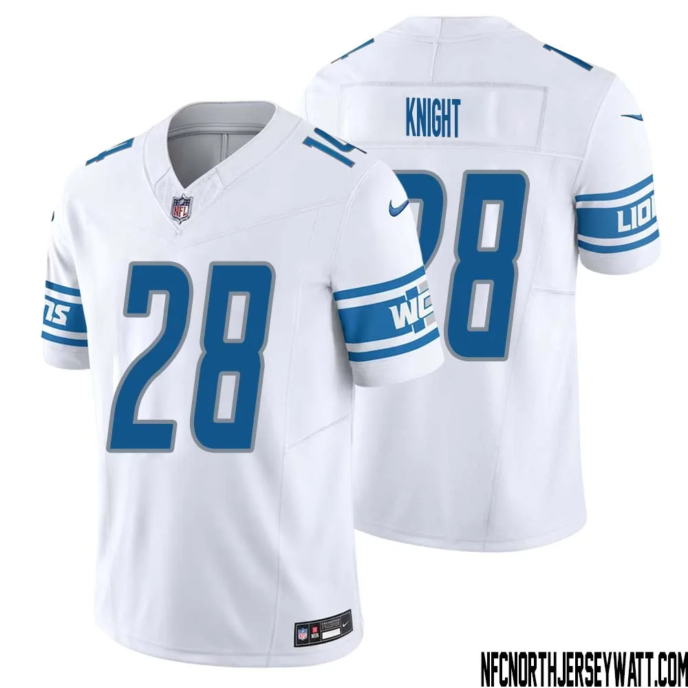 Zonovan Knight No 28 Men White Detroit Lions Vapor F.U.S.E. Limited Jersey 1