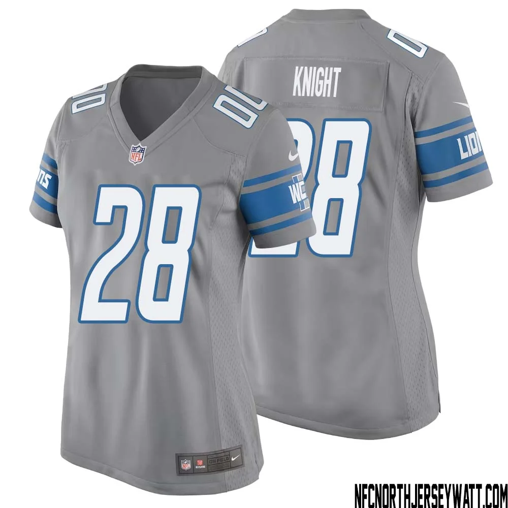 Zonovan Knight No 28 Women Gray Detroit Lions Player Alternate Game Jersey 1