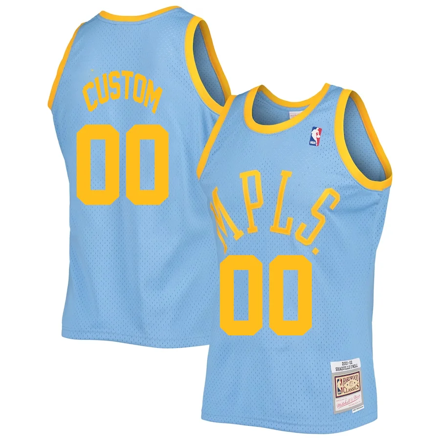 Custom Los Angeles Lakers Mitchell _ Ness 2001-02 Hardwood Classics Swingman Jersey - Powder Blue -