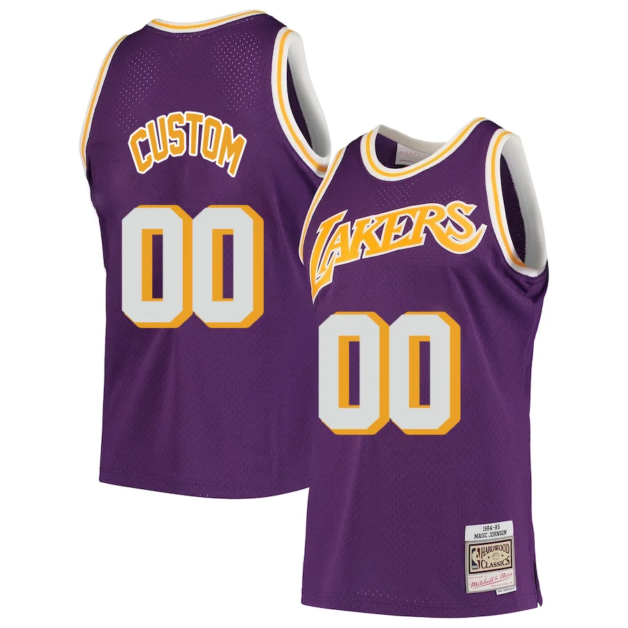 Custom Los Angeles Lakers Mitchell _ Ness Hardwood Classics Swingman Jersey - Purple -