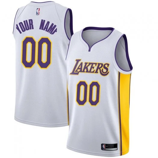 Men's Custom Los Angeles Lakers Swingman White Jersey - Association Edition -