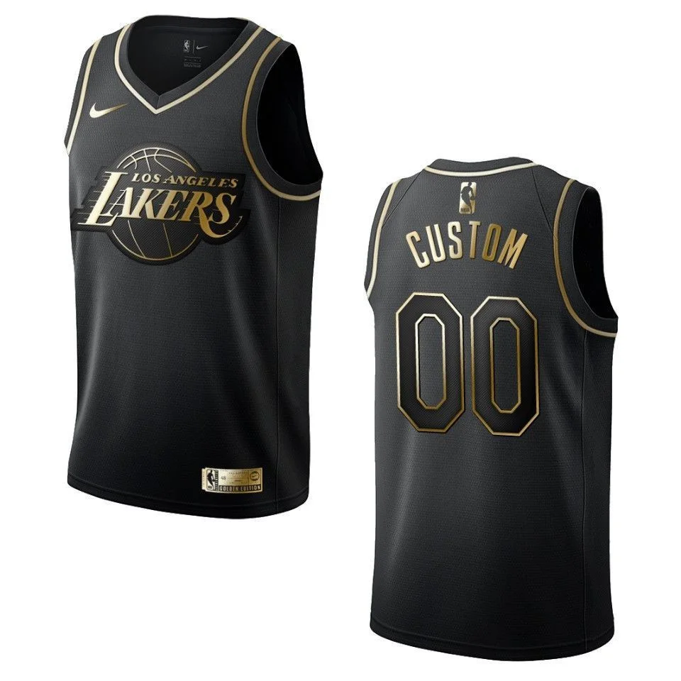 Men's Los Angeles Lakers #00 Custom Golden Edition Jersey - Black -