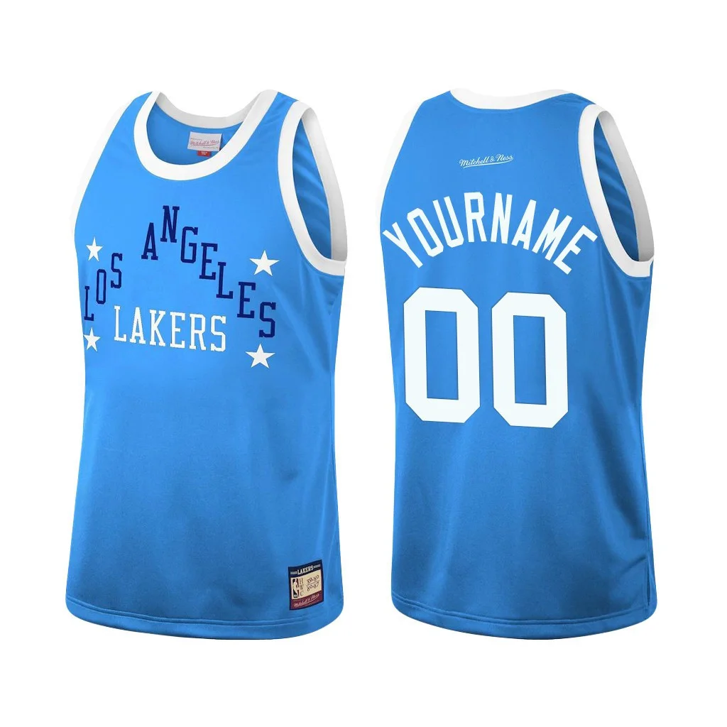 Men's Los Angeles Lakers Custom Blue Hardwood Classics Jersey Team Heritage -