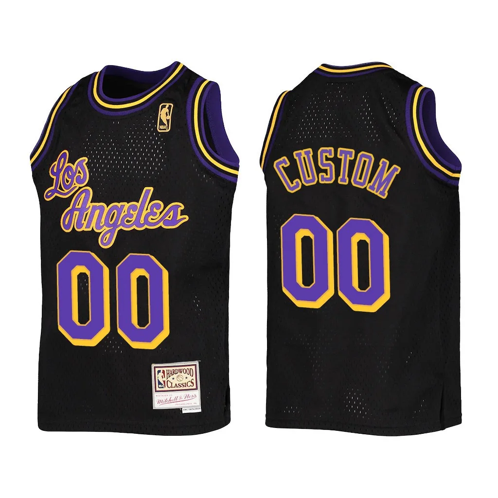 Men's Los Angeles Lakers Custom Reload Black Jersey Throwback -