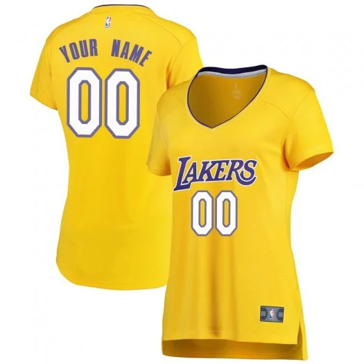 Woman's Custom Los Angeles Lakers Swingman Gold Fast Break Jersey - Icon Edition -