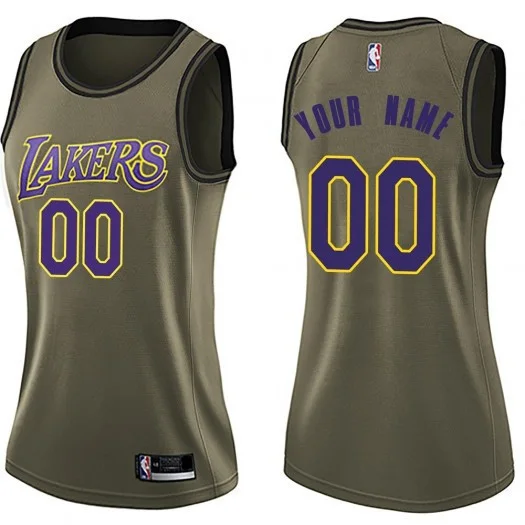 Woman's Custom Los Angeles Lakers Swingman Green Salute to Service Jersey -