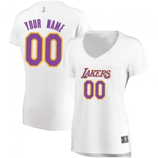 Woman's Custom Los Angeles Lakers Swingman White Fast Break Jersey - Association Edition -