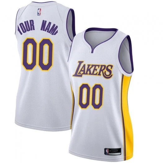 Woman's Custom Los Angeles Lakers Swingman White Jersey - Association Edition -