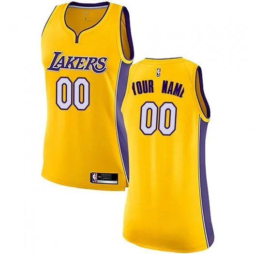 Woman's Custom Los Angeles Lakers Swingman Yellow Jersey - Icon Edition -