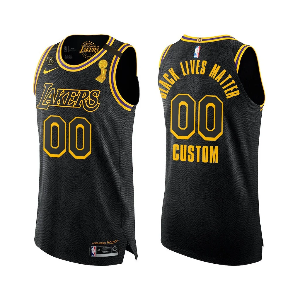 Youth's Custom Los Angeles Lakers 2020 Finals Champs Win For Mamba Black Jersey Social justice -
