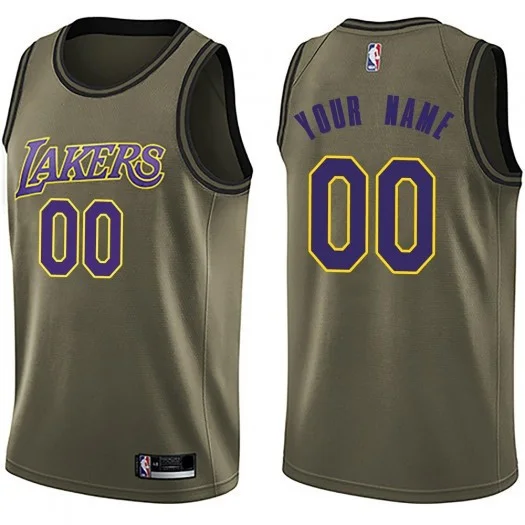 Youth's Custom Los Angeles Lakers Swingman Green Salute to Service Jersey -