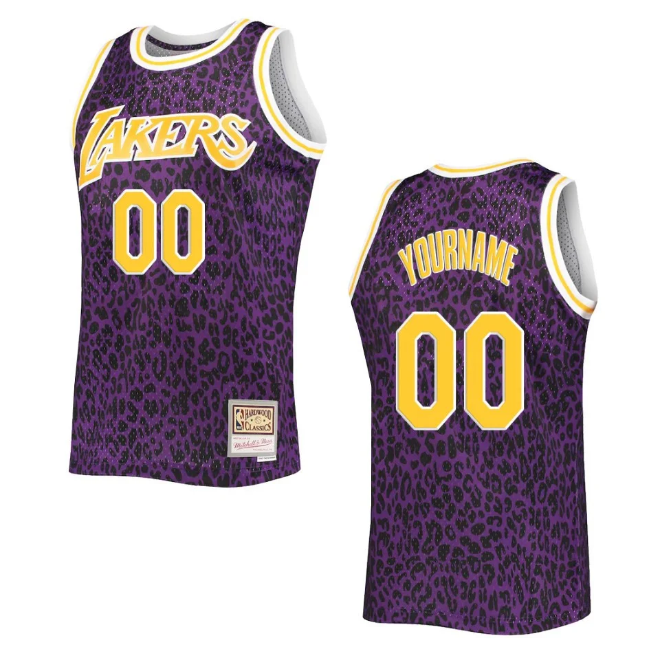 Youth's Los Angeles Lakers Custom Wildlife Hardwood Classics Jersey Purple - -