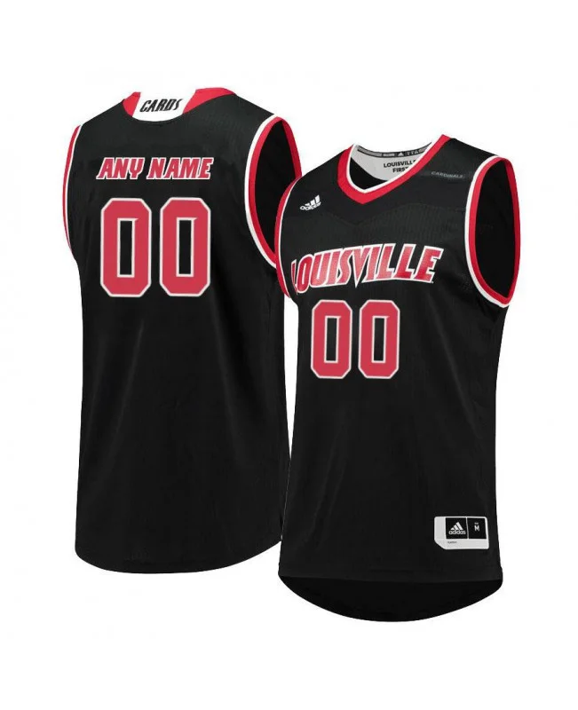 Men's Customized Louisville Cardinals Black Jersey -