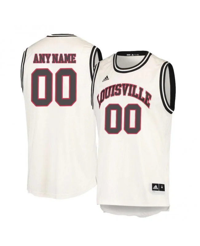 Men's Customized Louisville Cardinals Cream Retro Jersey -
