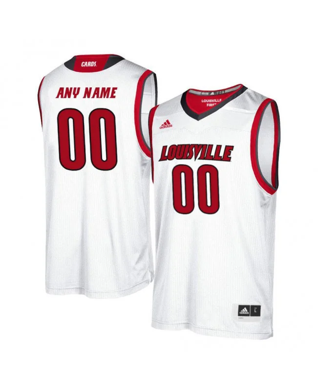 Men's Customized Louisville Cardinals White Jersey -