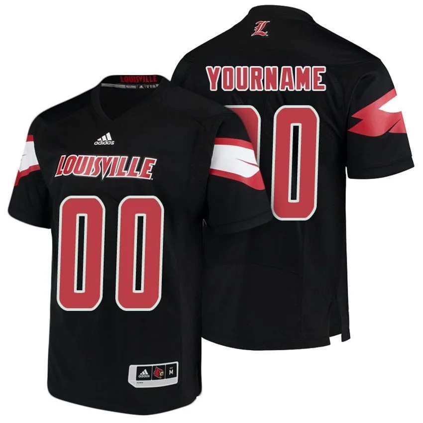 Men's  Louisville Cardinals Black College Football Custom Jersey -