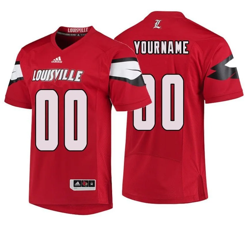 Men's  Louisville Cardinals Red College Football Custom Jersey -