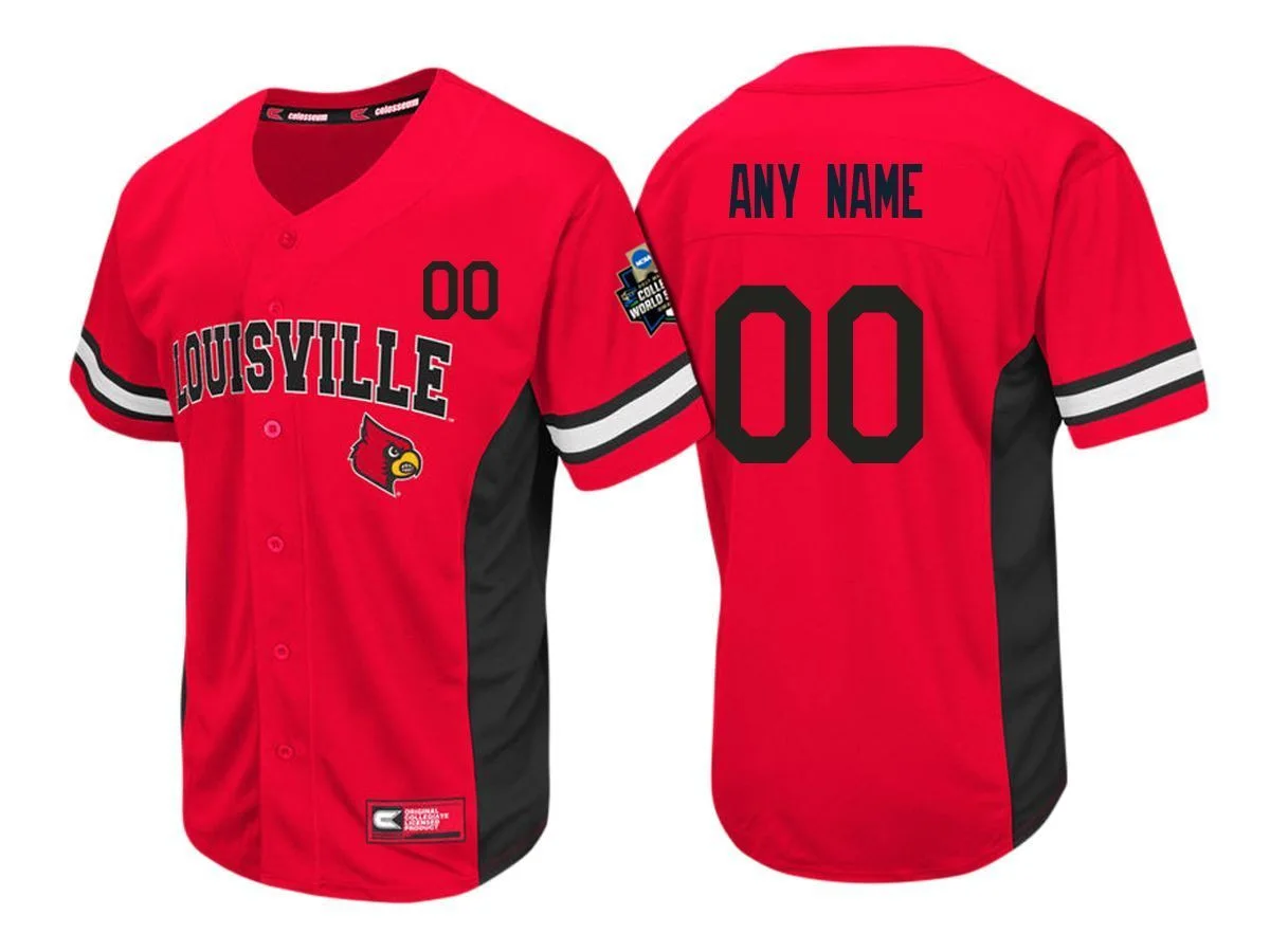 Men's  Louisville Cardinals Red Custom Baseball Jersey , Baseball Uniform -