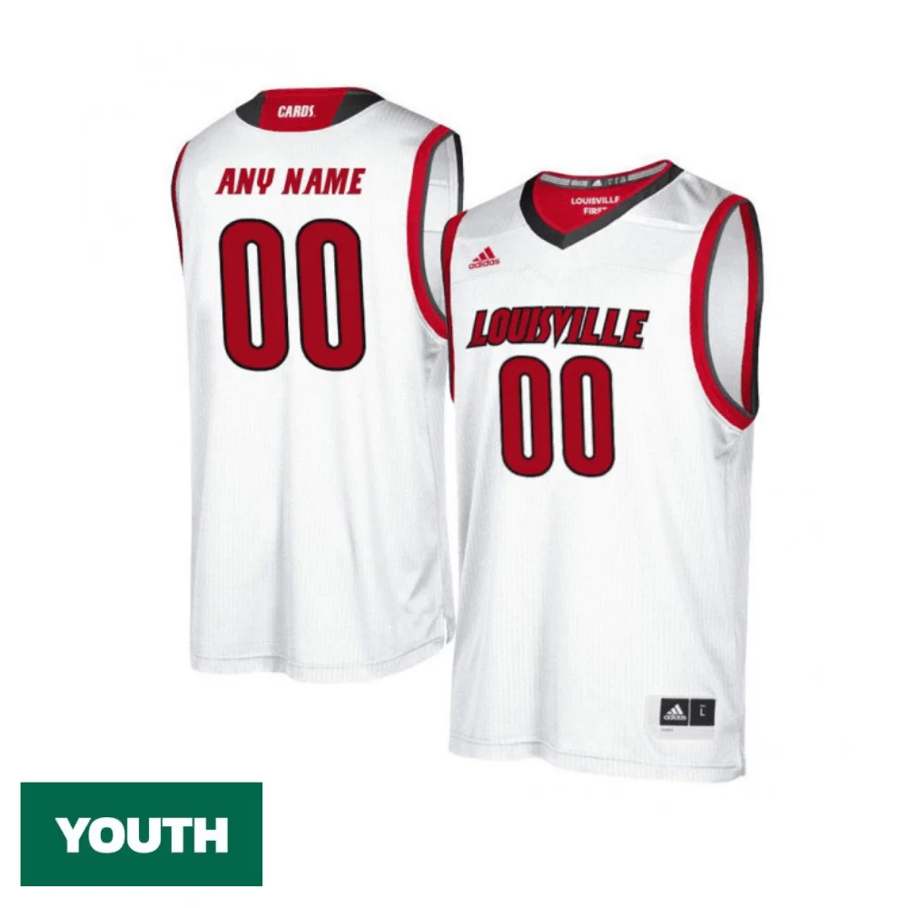 Youth's Customized Louisville Cardinals White Jersey -
