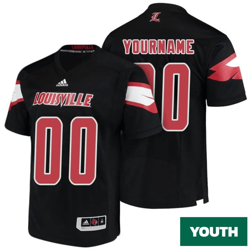 Youth's Louisville Cardinals Black College Football Custom Jersey -